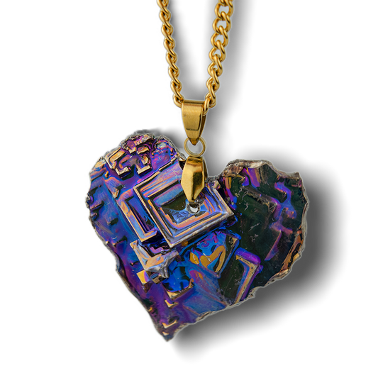 Bismuth heart in a necklace